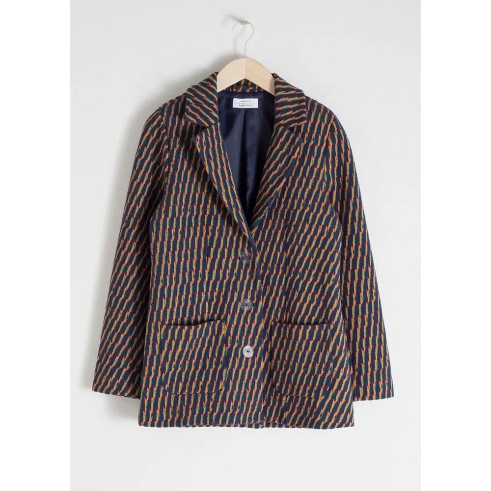 & Other Stories Navy Striped Blazer Twee Workwear Size 6 NWT - Picture 4 of 11